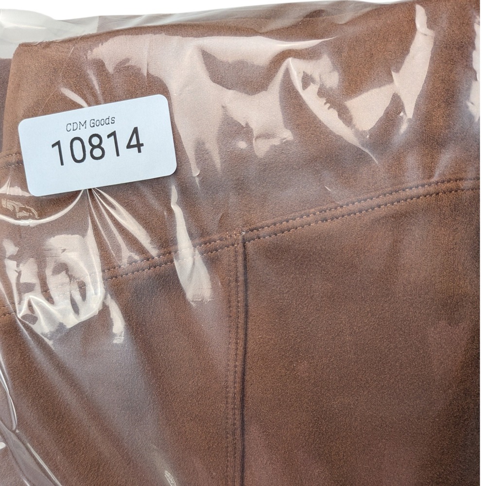 Spanx Leggings Rich Caramel Faux Suede Pull On Elastic Waistband Stretch Size M - Picture 11 of 11